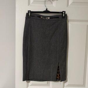 Express Charcoal Pencil Skirt with Leopard Lining